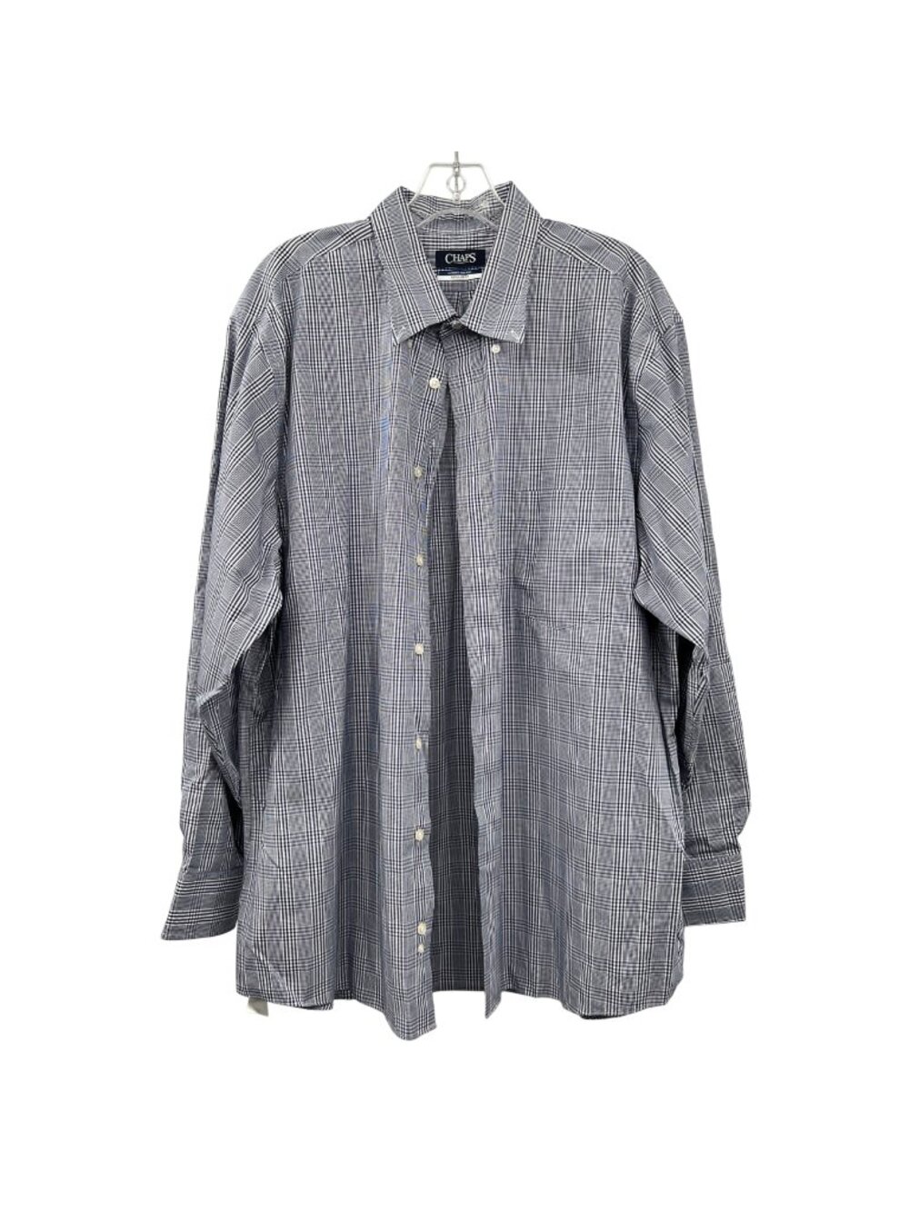 Chaps Mens Plaid Button Up Shirt Regular Fit Blue/White Size XL